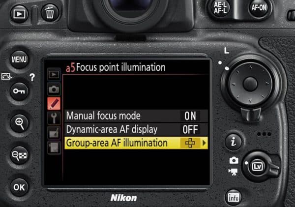 An image of autofocus settings in Nikon D810.