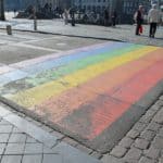 An image of the rainbow (LGBTQ) crosswalk in Netherlands (as an example for street photographers).
